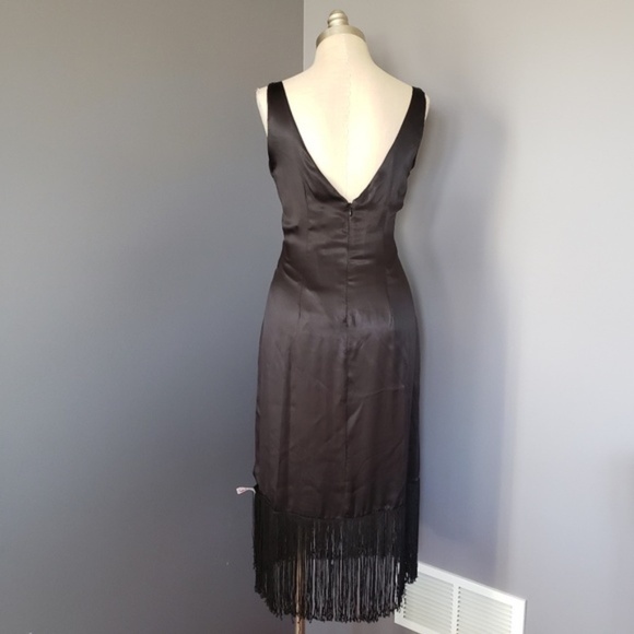 NWT Tracy Reese Fringed Black Silk Shift Dress 2 - Picture 3 of 6